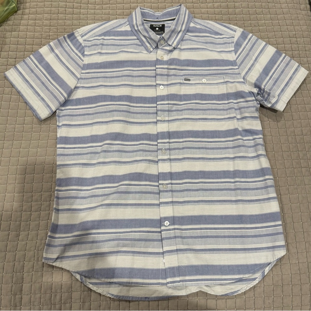 Hurley Blue and White Striped Casual Shirt